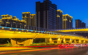 臨汾濱河西路立交橋夜景美