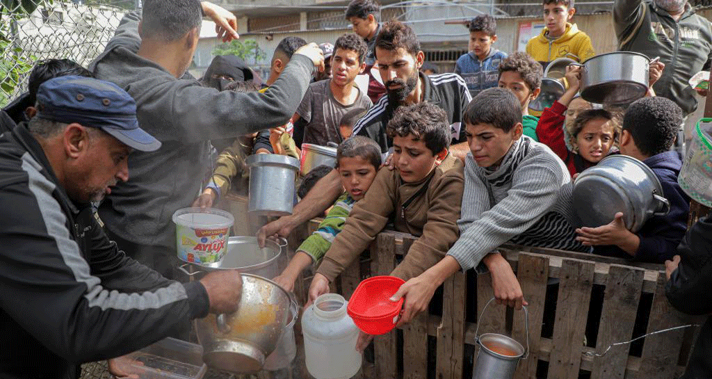 加沙地帶：民眾領取救濟食物