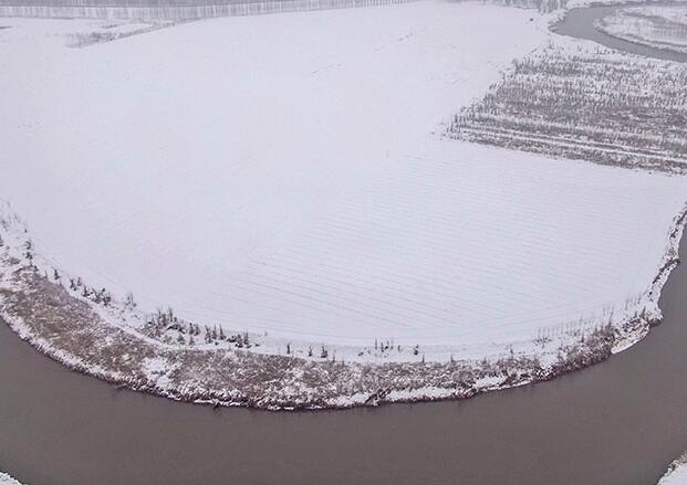 空中俯瞰汾河雪后美景如畫